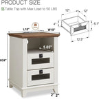 End Table with 2 Drawers - 18D x 18W x 24H